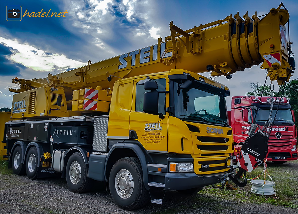 Scania P450 with a Liebherr LTF 1060-4.1 / SN: 076 034 (YoM: 2017) from Steil Krane>                 				 </div>
			<div class=